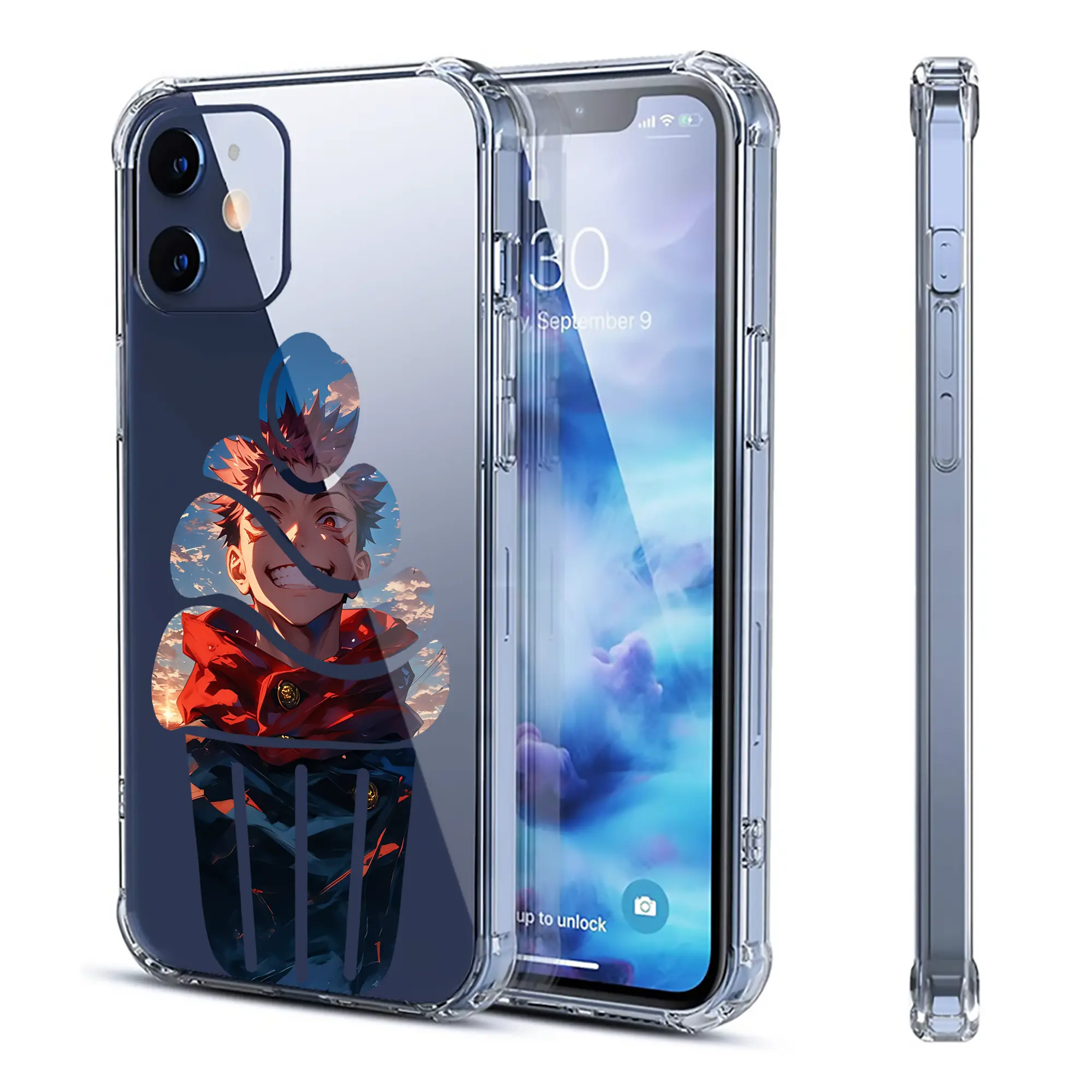 呪術廻戦 グッズ,虎杖 悠仁 - IPhone 12シリーズ対応 ・ 透明スマホケース ・ クリアソフトケース ・ TPU素材 ・ 耐衝撃 ・ 高密着 ・ 防汚 防指紋 ・ 簡単着脱